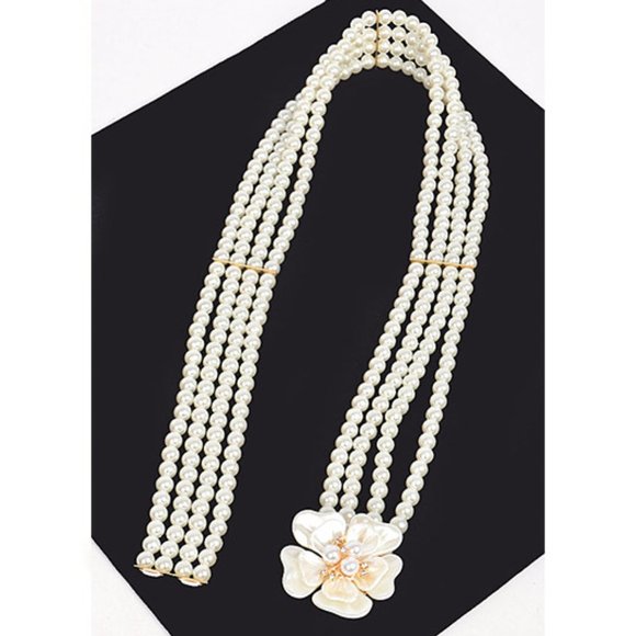 BNWT Pearl Flower Classy Stretch Elastic Belt Bridal Belt - Picture 4 of 4